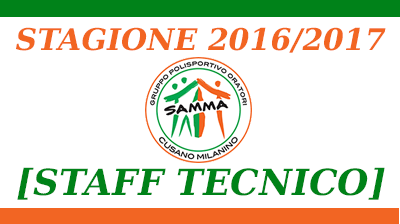 Staff tecnico e giorni di allenamento stagione 2016-2017