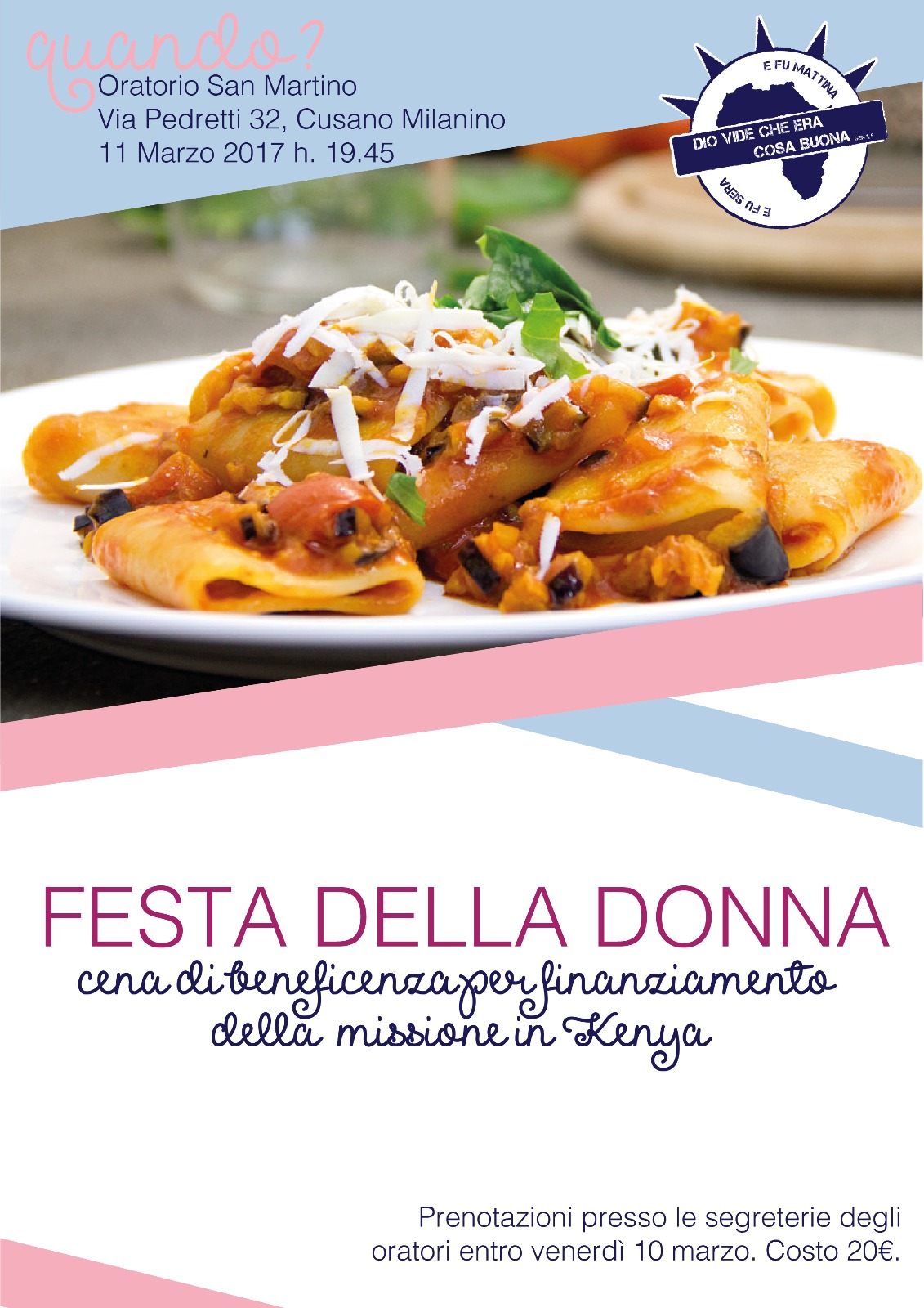 Festa della donna – Cena di beneficenza per finanziare la missione in Kenya