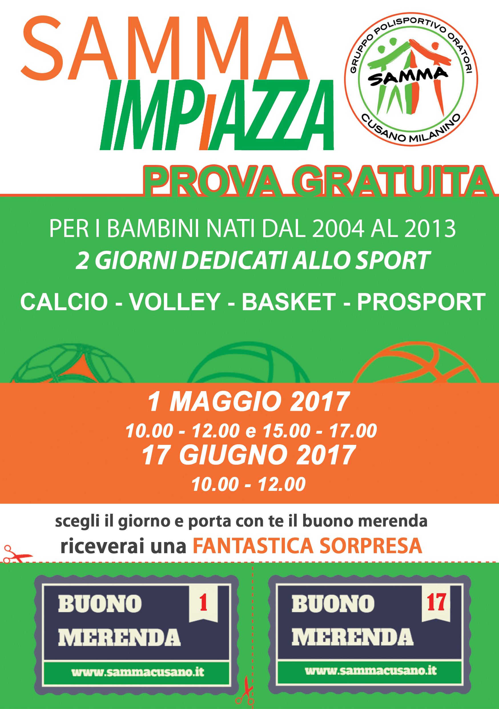 Open Day – 1 Maggio e 2 Giugno 2017